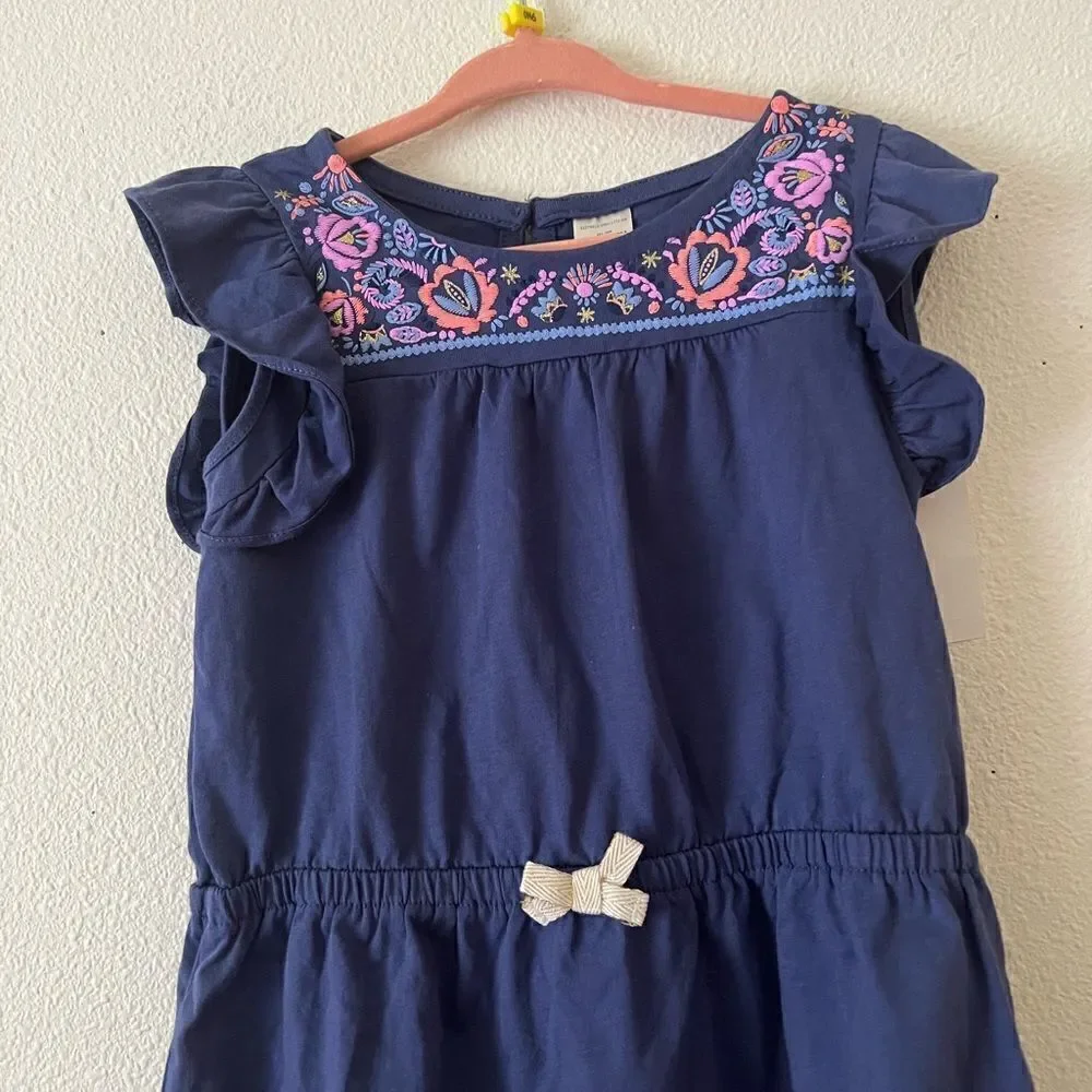 Oshkosh B’gosh Girls Size 4 Blue Tunic Top Embroidered Flowers